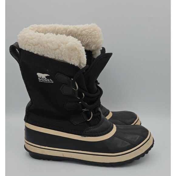 Sorel Womens Size 7.5 Black Caribou Sherpa Waterproof Winter Boots EUC - Picture 6 of 9